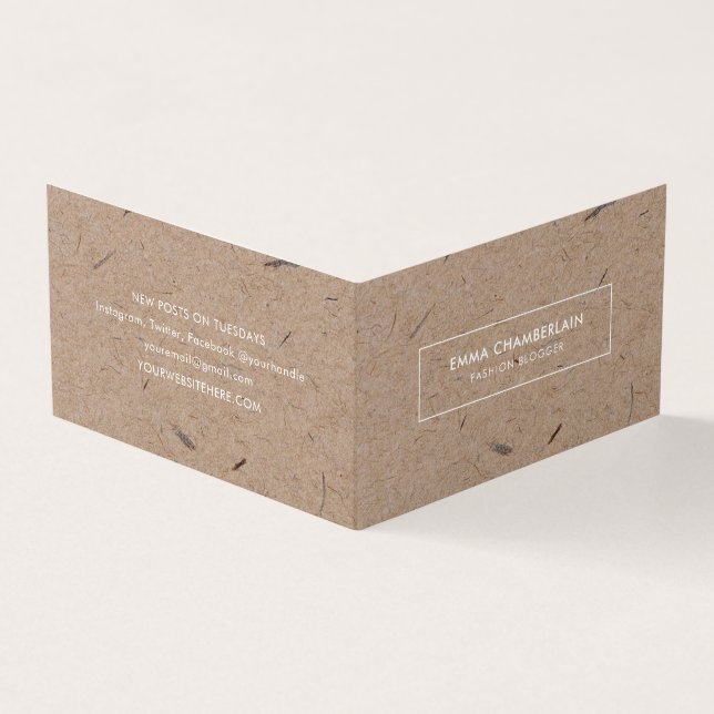 Minimalistisches, modernes, rustikales Kraftpapier Visitenkarten (Vorderseite)