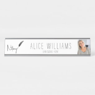 Minimalistisches modernes Schwarz-Weiß-Notar-Foto Schreibtischnamensplakette