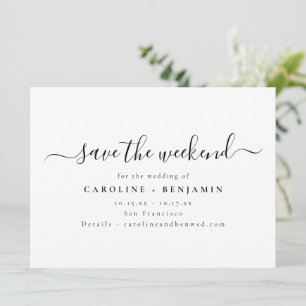 Minimalistisches modernes Schwarz-Weiß-Skript-Woch Save The Date