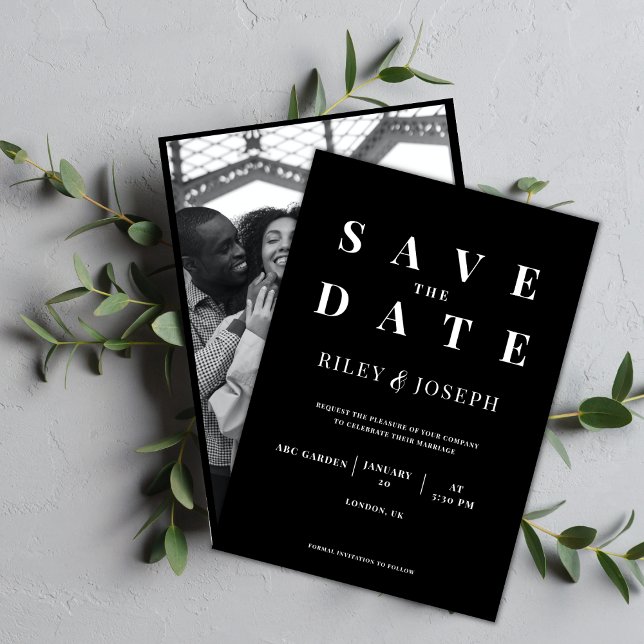 Minimalistisches modernes schwarzes Foto Save the  Einladung (Von Creator hochgeladen)