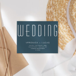 Minimalistisches, modernes Script, blau und weiß H Einladung