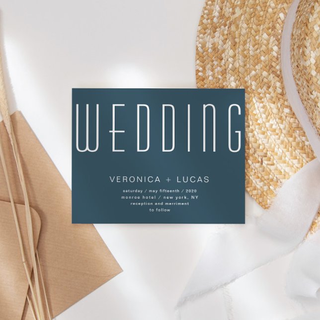 Minimalistisches, modernes Script, blau und weiß H Einladung (Von Creator hochgeladen)