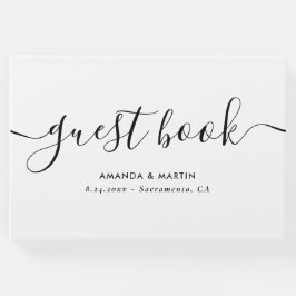 Minimalistisches, modernes Script Schwarz und Weiß Gästebuch