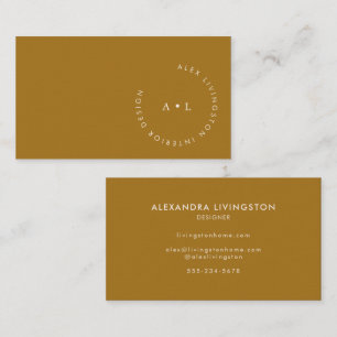 Minimalistisches modernes Senfgold-Kreis-Monogramm Visitenkarte