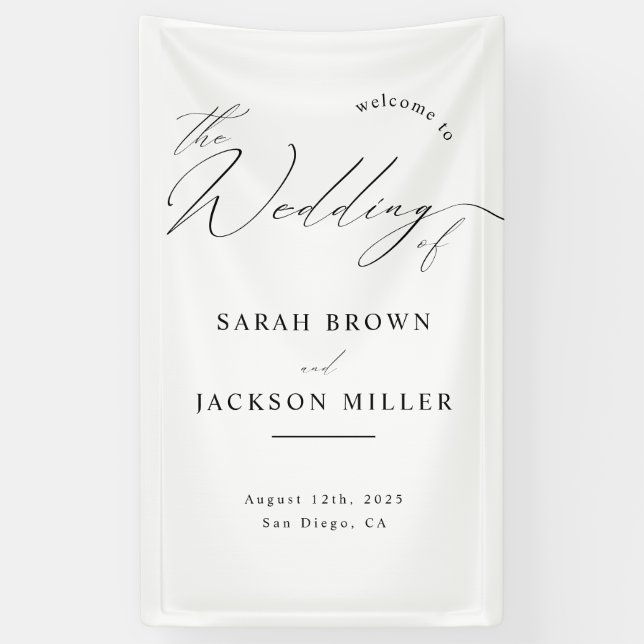 Minimalistisches, modernes Skript Einfache Hochzei Banner (Vertikal)