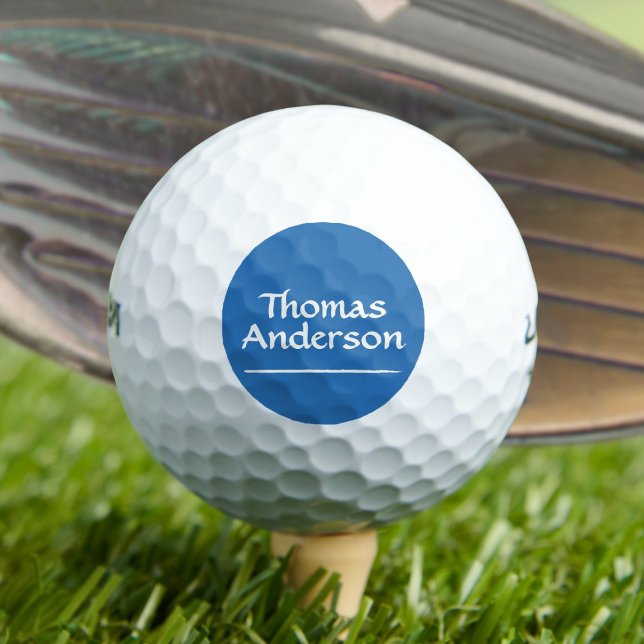 Minimalistisches modernes Weiß auf blau Golfball (Von Creator hochgeladen)