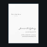 Minimalistisches, modernes White Script Save the D Postkarte<br><div class="desc">Minimalistisches,  modernes White Script-Hochzeit Speichern Sie das Datum Postkarte</div>
