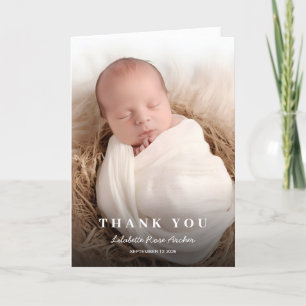 Minimalistisches modernes White Typografy Baby Fot Dankeskarte