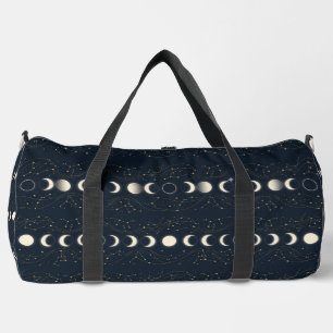 Minimalistisches Mondphasenmuster mit Sternen und Duffle Bag