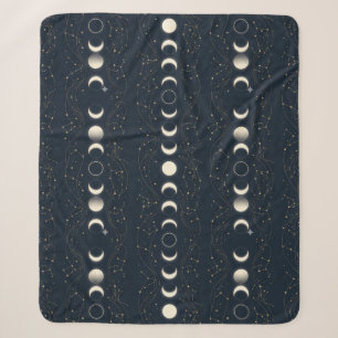 Minimalistisches Mondphasenmuster mit Sternen und Sherpadecke
