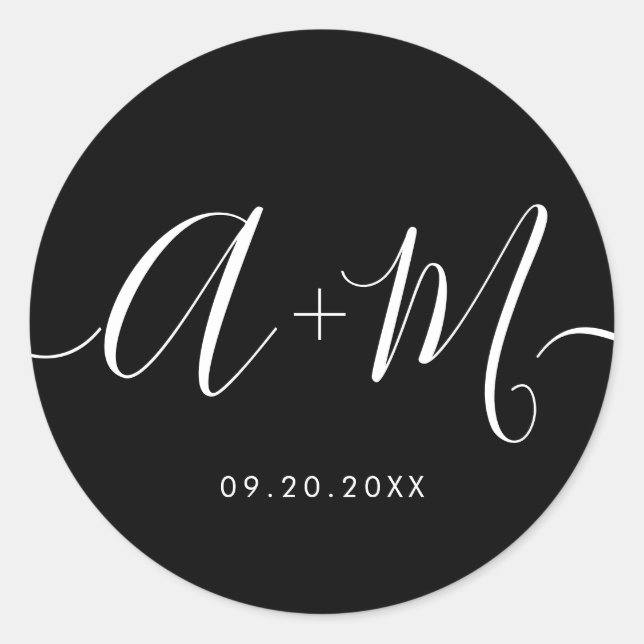 Minimalistisches Mongram Script für das benutzerde Runder Aufkleber (Vorderseite)