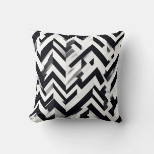 Minimalistisches monochromes Zickzack Muster-Drehk Kissen