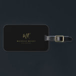 Minimalistisches Monogram Black Gold Elegante Scri Gepäckanhänger<br><div class="desc">Dieses elegante und stilvolle,  moderne monogramm Gepäckanhänger in schwarz und gelb ist ein raffiniertes minimalistisches Design,  das Ihr Monogramm in einem handgeschriebenen Skript in eleganter Serifentypografie kombiniert.</div>