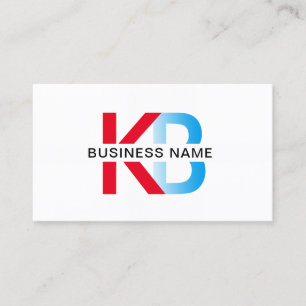 Minimalistisches Monogram Blue & Red Text Logo Visitenkarte