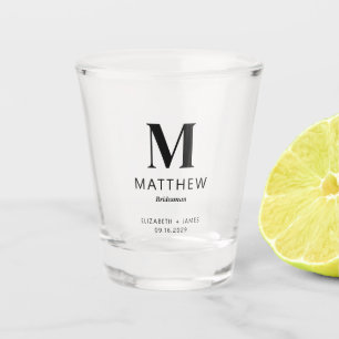 Minimalistisches Monogram Custom Bridesman-Geschen Schnapsglas