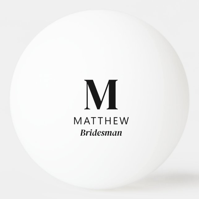 Minimalistisches Monogram Custom Bridesman-Geschen Tischtennisball (Vorderseite)