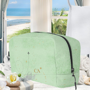 Minimalistisches Monogram Gold Sage Green Airplane Waschbeutel