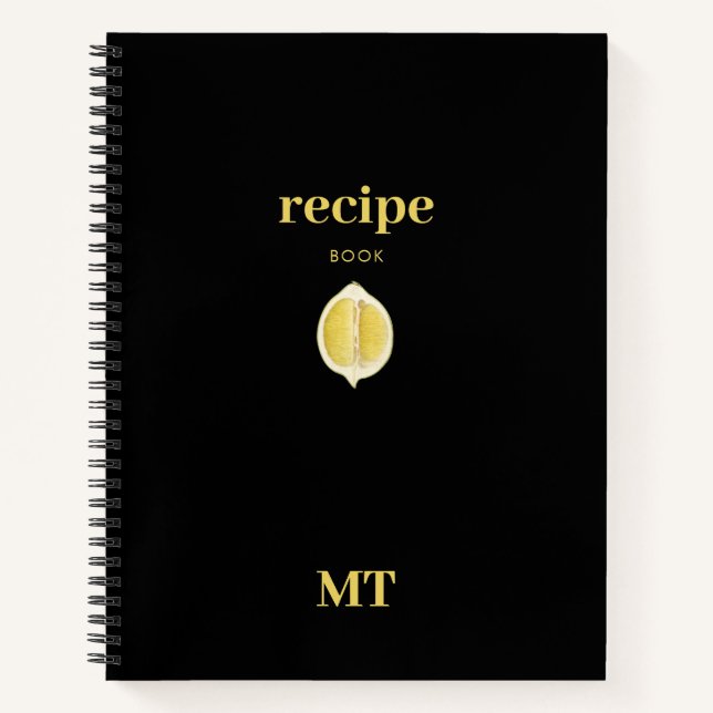 Minimalistisches Monogram-Lemon für benutzerdefini Notizbuch (Vorderseite)