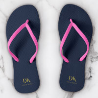 Minimalistisches Monogram Navy Blue Gold Stilvoll