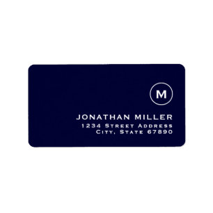 Minimalistisches Monogram Navy Blue Rücksendeadres Adressaufkleber