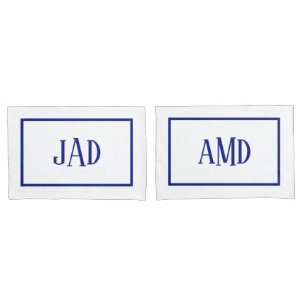 Minimalistisches Monogram Navy White Rectangle Kissenbezug