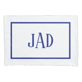 Minimalistisches Monogram Navy White Rectangle Kissenbezug