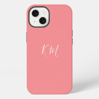 Minimalistisches Monogramm Anfangsbuchstaben rosa iPhone Hülle