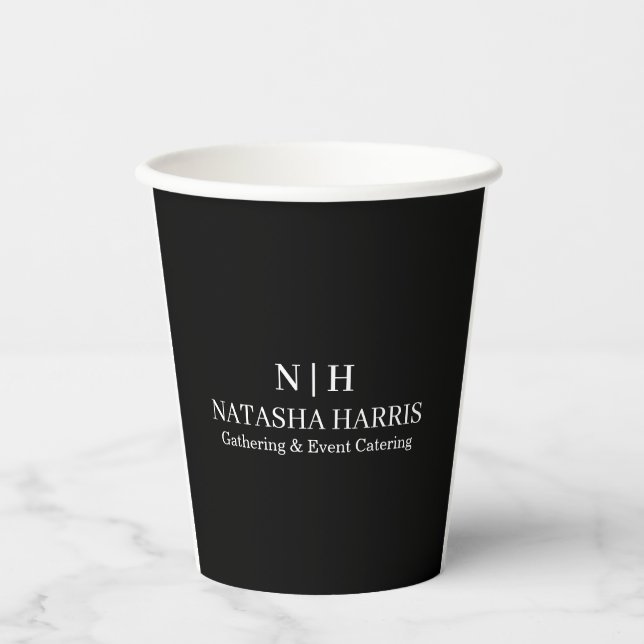 Minimalistisches Monogramm Benutzerdefiniertes Log Pappbecher (Vorderseite)