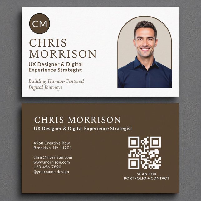 Minimalistisches Monogramm Beruflicher QR-Code-Fot Visitenkarte (Von Creator hochgeladen)