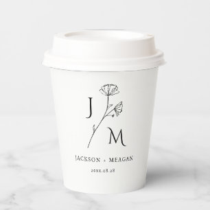 Minimalistisches Monogramm Braut Hochzeit Bridal S Pappbecher