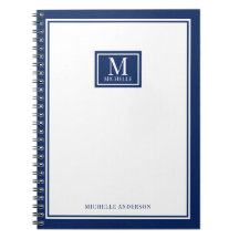 Minimalistisches Monogramm Chic Doppelrand Navy Bl