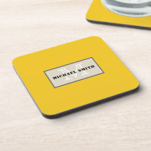 Minimalistisches Monogramm Deep Lemon Background Getränkeuntersetzer