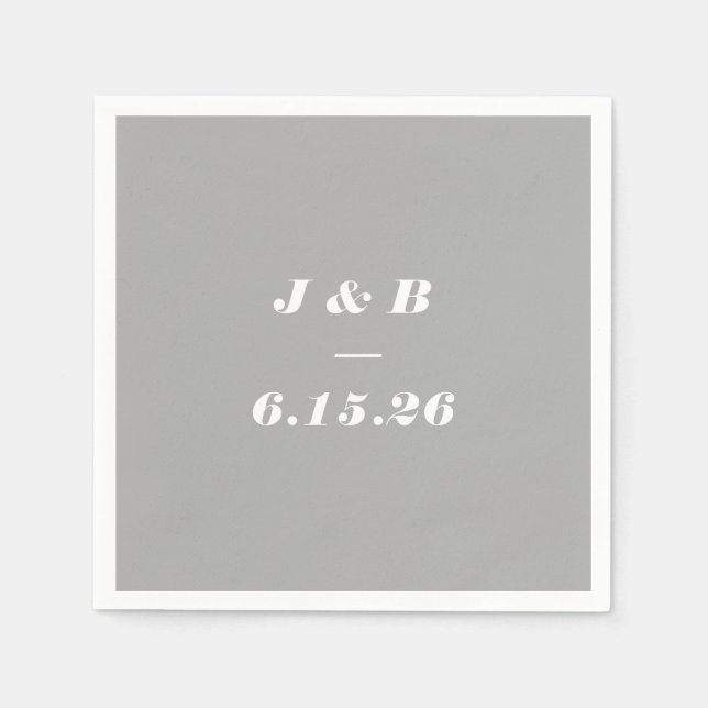 Minimalistisches Monogramm Elegant Gray Stilvolle  Serviette (Vorderseite)