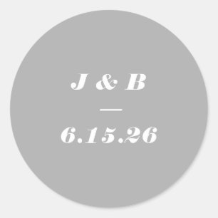 Minimalistisches Monogramm Elegantes Grau Stilvoll Runder Aufkleber