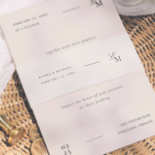Minimalistisches Monogramm Elfenbein Editorials Ho Einladungsbanderole