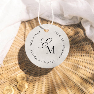 Minimalistisches Monogramm Elfenbein Hochzeitsedit Geschenkanhänger