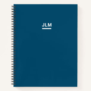 Minimalistisches Monogramm Fett Weiß Navy Blau Notizbuch