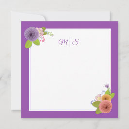 Minimalistisches Monogramm Floral Wreath Personali Dankeskarte