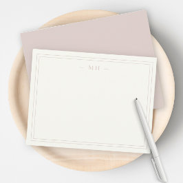 Minimalistisches Monogramm für Elfenbein und Rose Mitteilungskarte