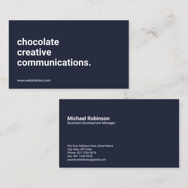 Minimalistisches Monogramm für Navy Blue | Sans Se Visitenkarte (Vorne/Hinten)