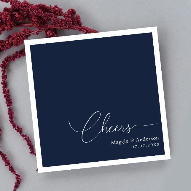 Minimalistisches Monogramm: Glass auf Hochzeit in  Serviette (Minimalist Monogram: Raise a Glass to Love Wedding Napkins)