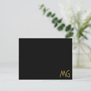 Minimalistisches Monogramm Gold Schwarz Initialen Mitteilungskarte