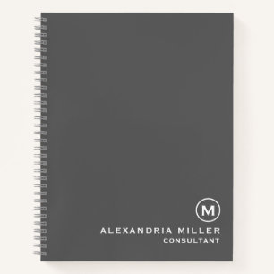 Minimalistisches Monogramm Grau Notizbuch