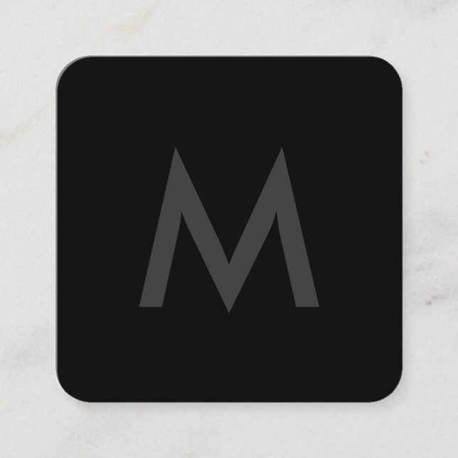 Minimalistisches Monogramm Grau Schwarz Quadratische Visitenkarte (Vorderseite)
