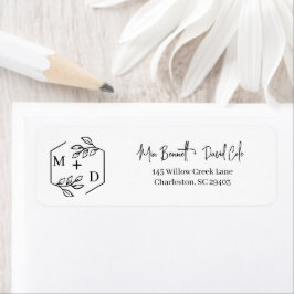 Minimalistisches Monogramm Hochzeit Schwarz und We