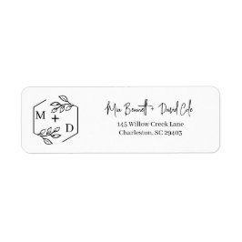 Minimalistisches Monogramm Hochzeit Schwarz und We