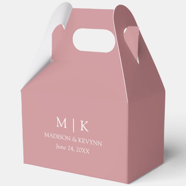 Minimalistisches Monogramm Hochzeitszettel-Rose Geschenkschachtel (Vorderseite)