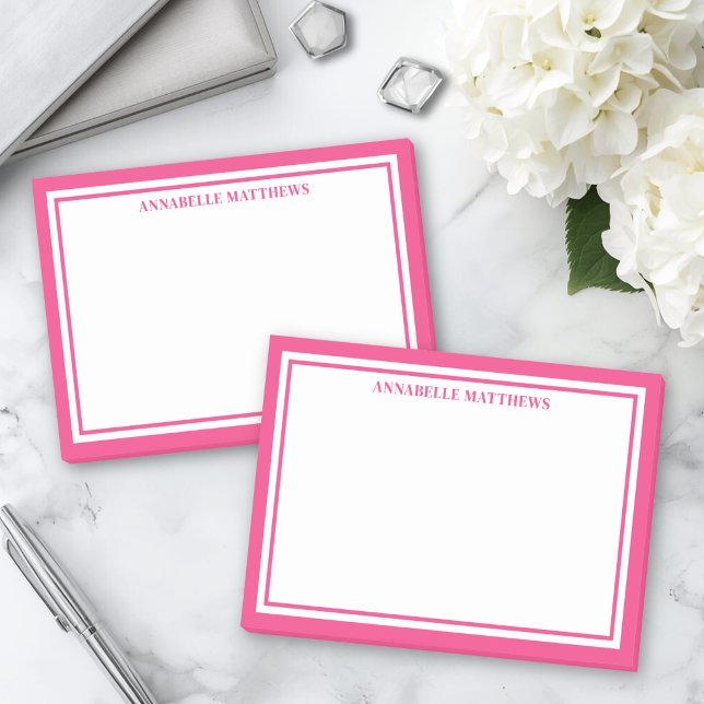 Minimalistisches Monogramm in Rosa Post-it Klebezettel (Pink Minimalist Monogram Post-it Notes )