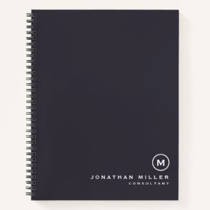 Minimalistisches Monogramm Indigo Blue Notizbuch
