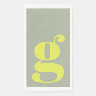Minimalistisches Monogramm Initial fett Sage Chart Serviette